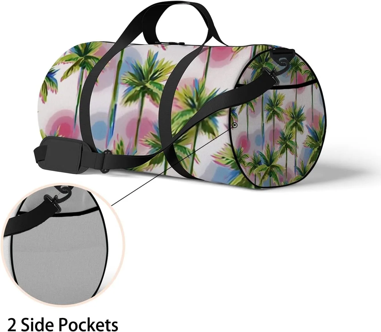 Sports Gym Bag for Women and Men Waterproof Summer Tropical Trees Green Duffel Bag Lightweight Carryon Traveling Boarding Gripsack
