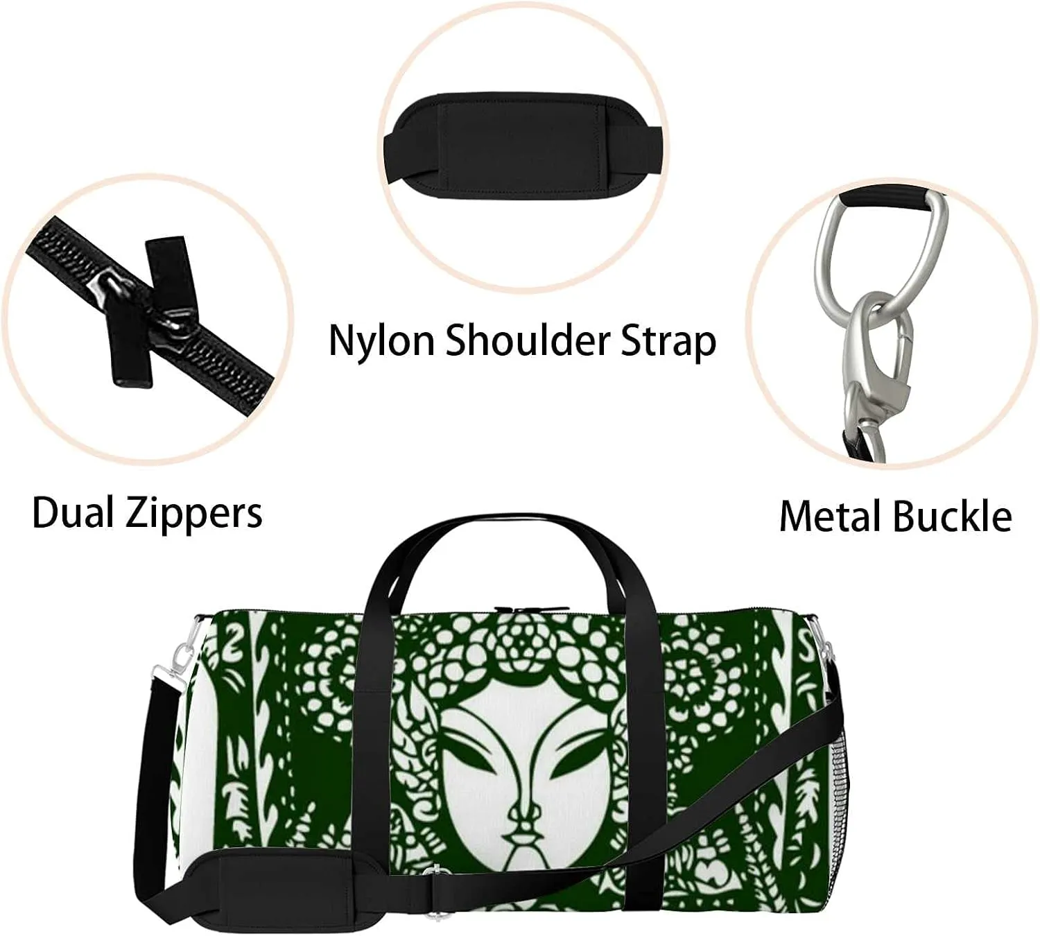 Sports Gym Bag for Women and Men Waterproof Traditional Chinese Artistic Pattern Duffel Bag Lightweight Carryon Traveling Boarding Gripsack