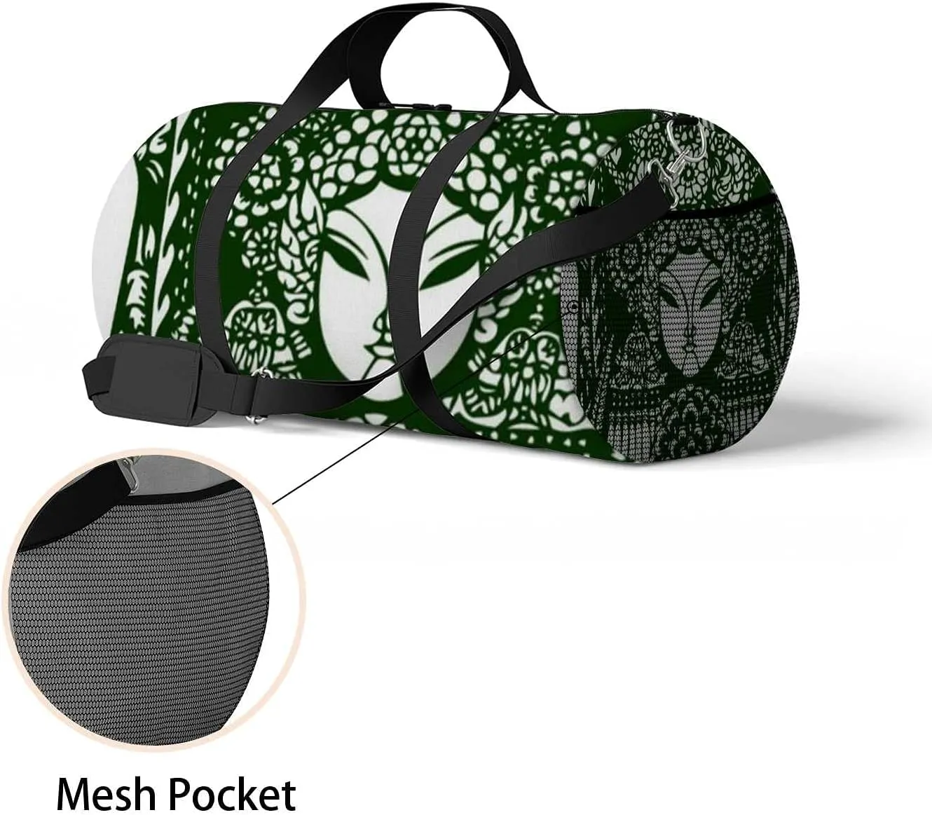 Sports Gym Bag for Women and Men Waterproof Traditional Chinese Artistic Pattern Duffel Bag Lightweight Carryon Traveling Boarding Gripsack