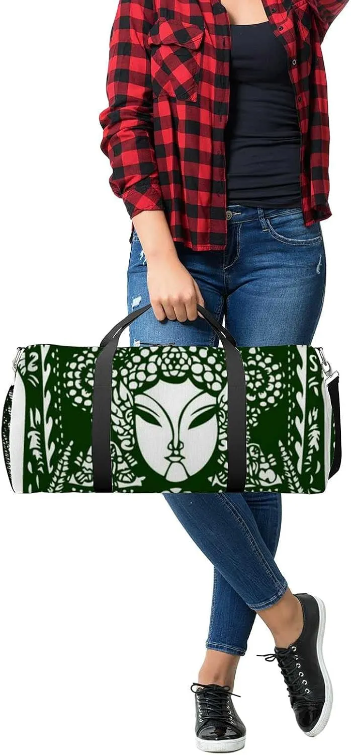 Sports Gym Bag for Women and Men Waterproof Traditional Chinese Artistic Pattern Duffel Bag Lightweight Carryon Traveling Boarding Gripsack