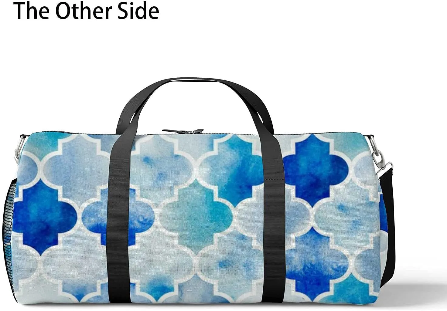 Sports Gym Bag for Women and Men Waterproof Traditional Pattern Blue Duffel Bag Lightweight Carryon Traveling Boarding Gripsack
