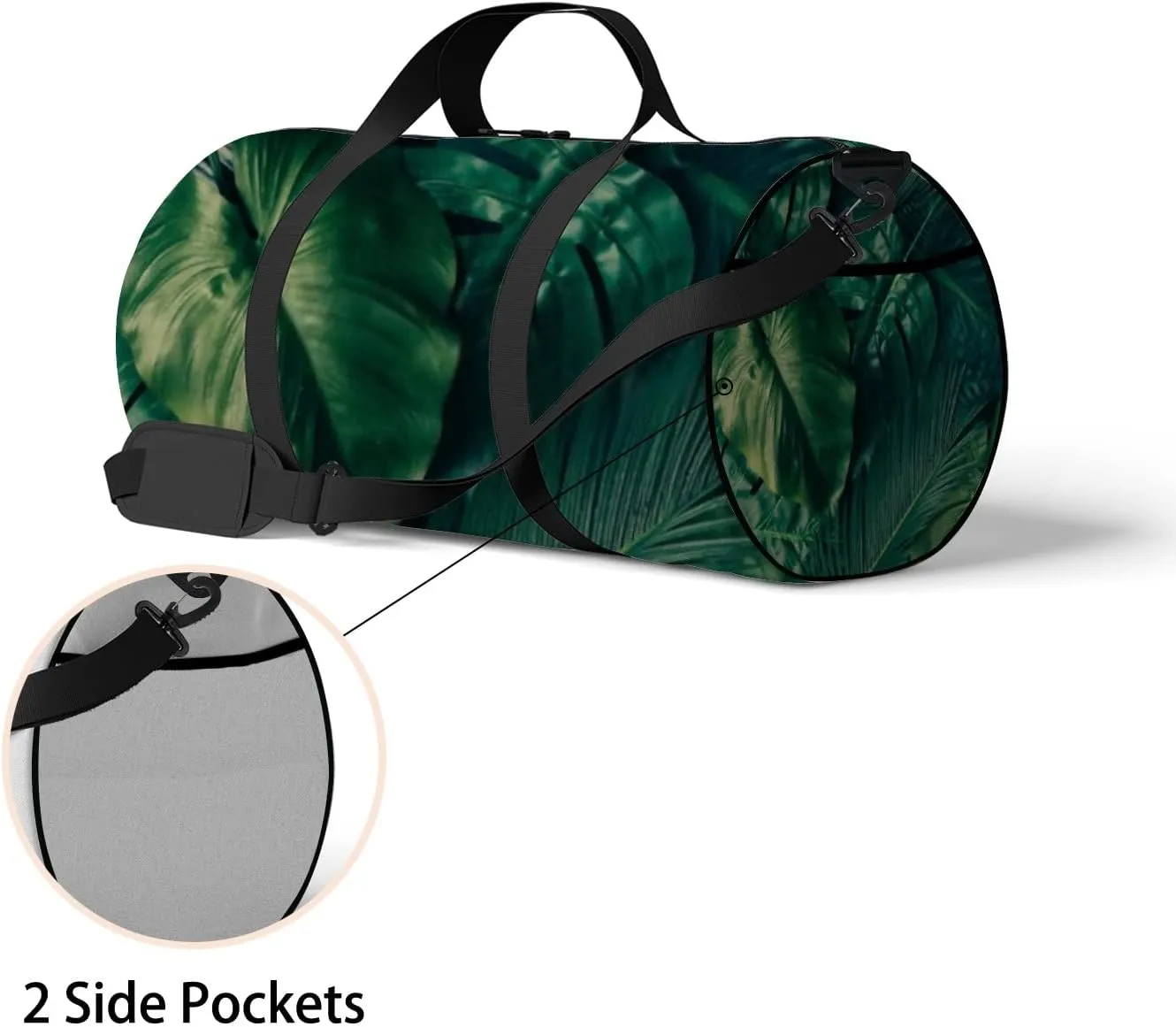 Sports Gym Bag for Women and Men Waterproof Tropical Green Leaves Pattern Duffel Bag Lightweight Carryon Traveling Boarding Gripsack