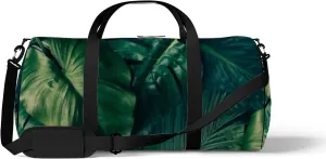 Sports Gym Bag for Women and Men Waterproof Tropical Green Leaves Pattern Duffel Bag Lightweight Carryon Traveling Boarding Gripsack