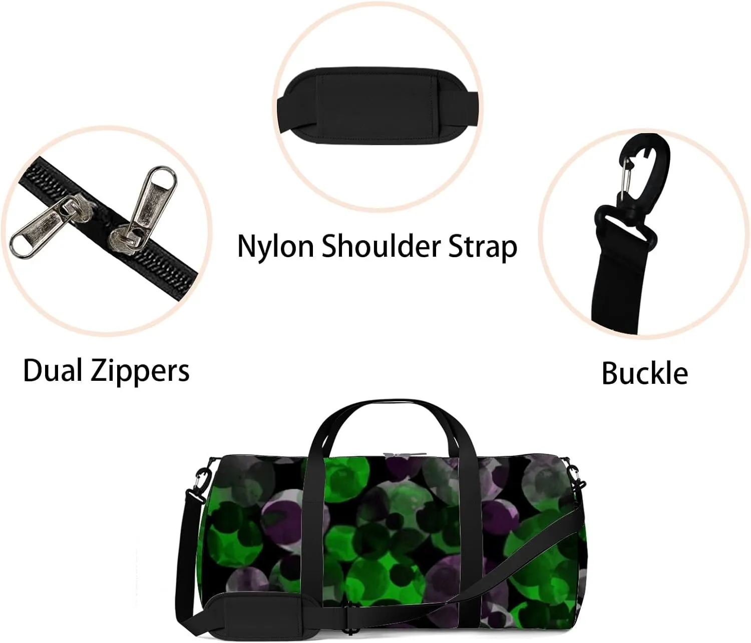Sports Gym Bag for Women and Men Waterproof Watercolor Pattern Multicolored Circles Duffel Bag Lightweight Carryon Traveling Boarding Gripsack