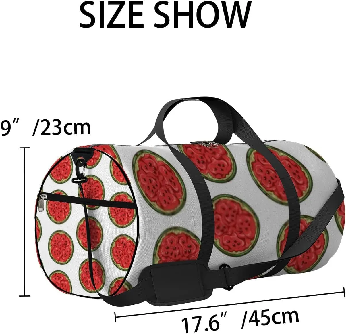 Sports Gym Bag for Women and Men Waterproof Watermelon Sketch Style Duffel Bag Lightweight Carryon Traveling Boarding Gripsack
