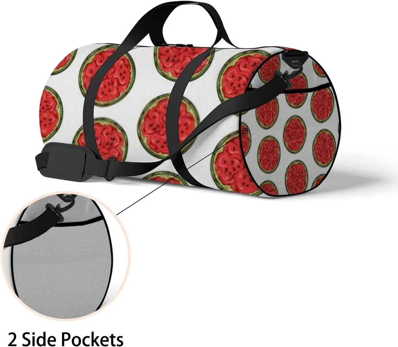 Sports Gym Bag for Women and Men Waterproof Watermelon Sketch Style Duffel Bag Lightweight Carryon Traveling Boarding Gripsack