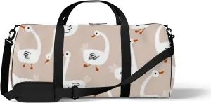 Sports Gym Bag for Women and Men Waterproof White Goose Cute Cartoon Style Duffel Bag Lightweight Carryon Traveling Boarding Gripsack
