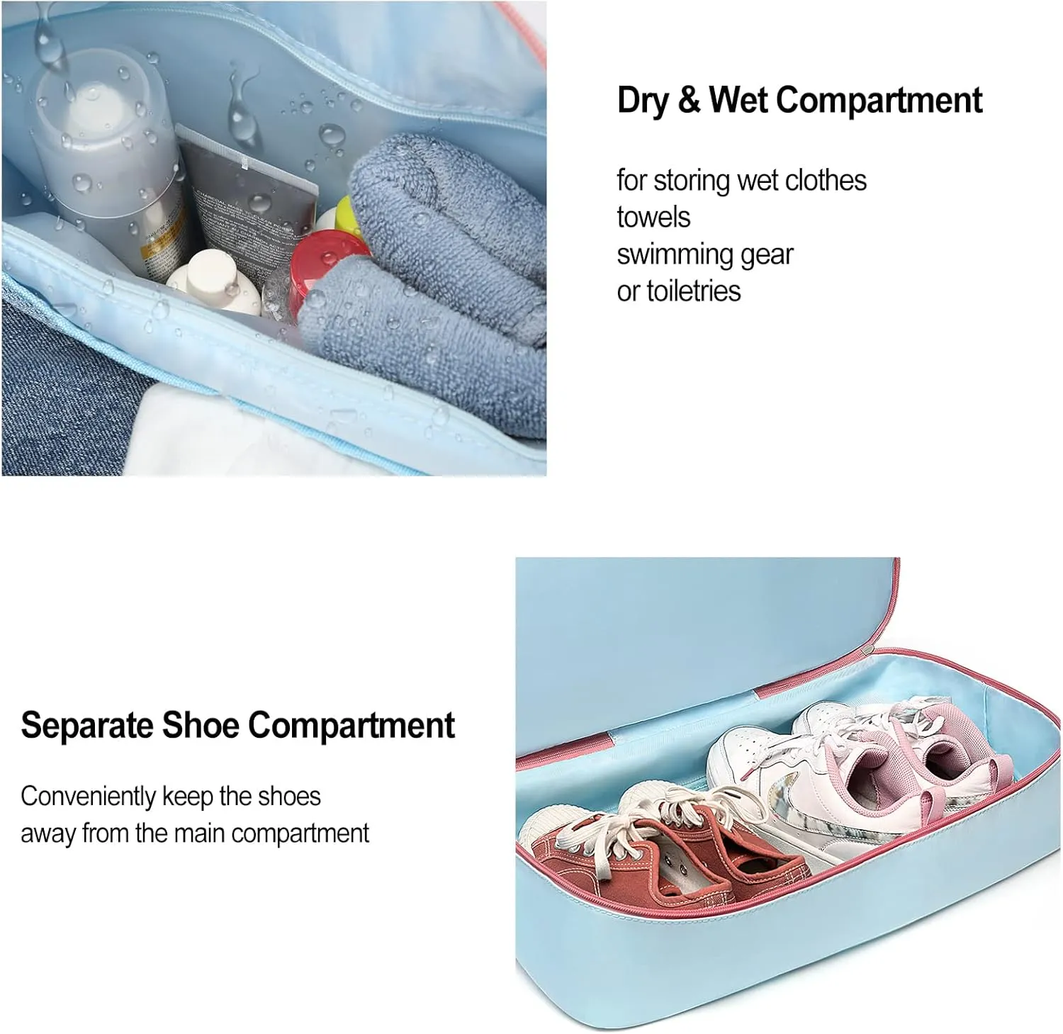 Sports Gym Bag for Women, Travel Duffle Bag with Shoe Compartment & Wet Pocket, Fitness Yoga Bag Weekender Overnight Bag Small