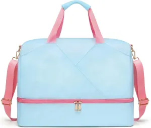 Sports Gym Bag for Women, Travel Duffle Bag with Shoe Compartment & Wet Pocket, Fitness Yoga Bag Weekender Overnight Bag Small