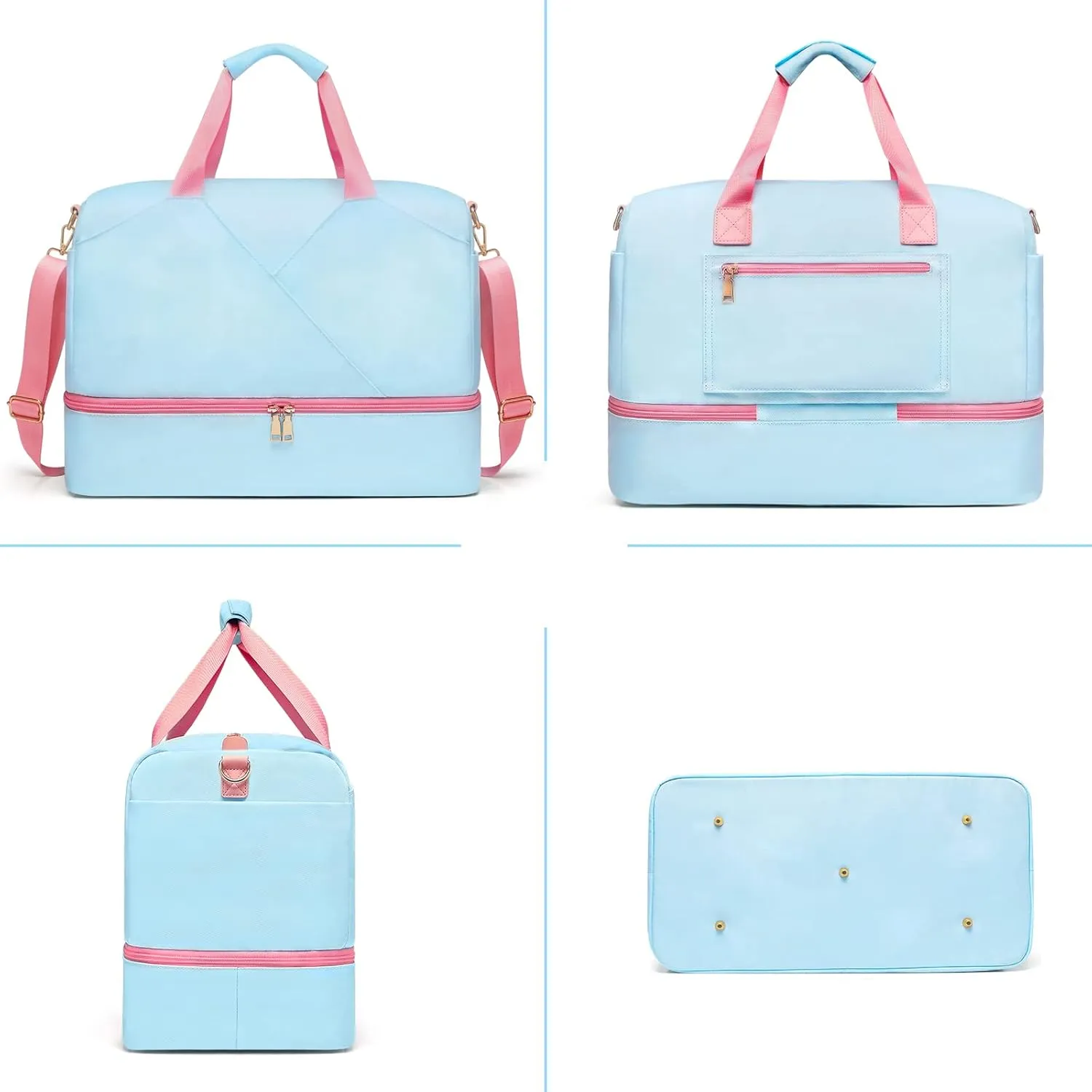 Sports Gym Bag for Women, Travel Duffle Bag with Shoe Compartment & Wet Pocket, Fitness Yoga Bag Weekender Overnight Bag Small