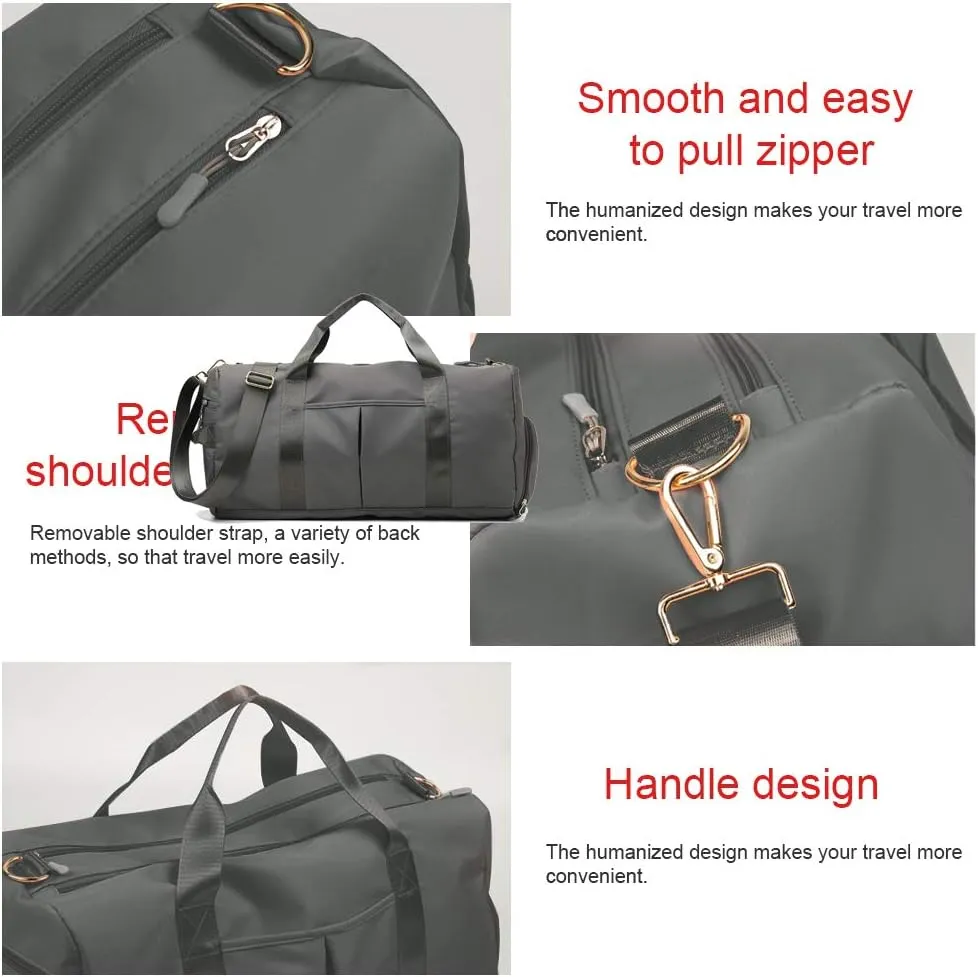Sports Gym Bag With Shoe Bag Wet Bag Duffle Bag Waterproof Travel Bag for Women Men Dark Gray 29L