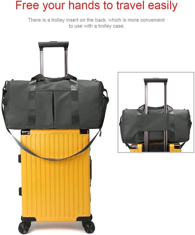 Sports Gym Bag With Shoe Bag Wet Bag Duffle Bag Waterproof Travel Bag for Women Men Dark Gray 29L