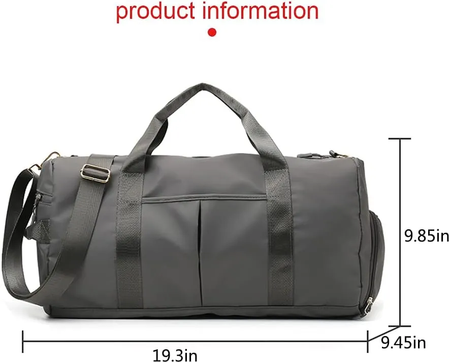 Sports Gym Bag With Shoe Bag Wet Bag Duffle Bag Waterproof Travel Bag for Women Men Dark Gray 29L