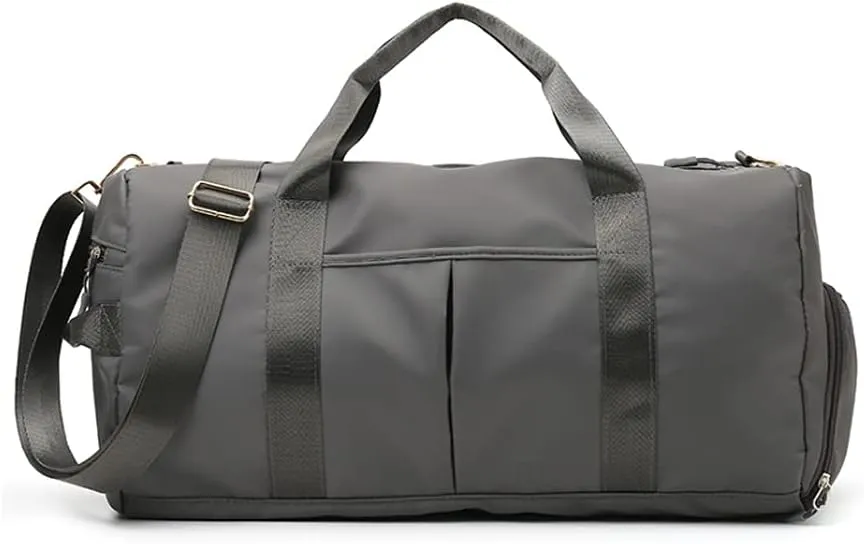 Sports Gym Bag With Shoe Bag Wet Bag Duffle Bag Waterproof Travel Bag for Women Men Dark Gray 29L