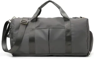 Sports Gym Bag With Shoe Bag Wet Bag Duffle Bag Waterproof Travel Bag for Women Men Dark Gray 29L