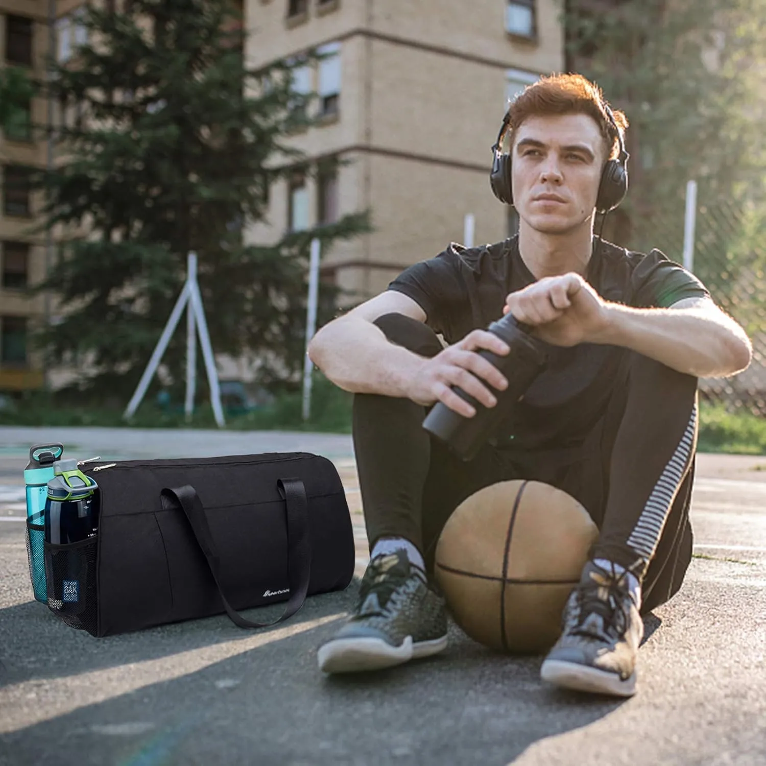 sportsnew Sports Gym Bag with Wet Pocket & Shoe Compartment Fitness Workout Bag for Men and Women, Black