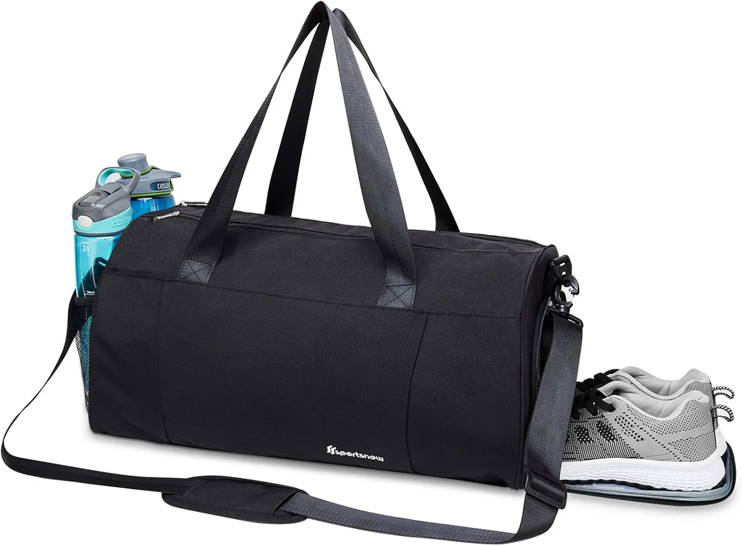 sportsnew Sports Gym Bag with Wet Pocket & Shoe Compartment Fitness Workout Bag for Men and Women, Black