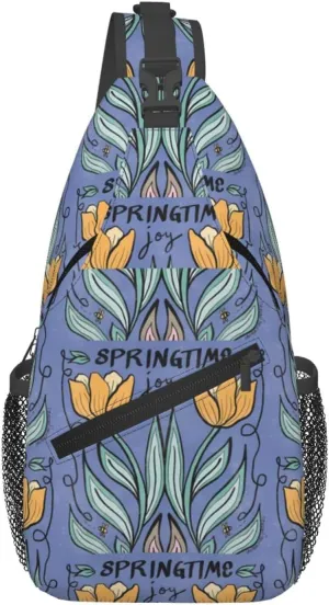 Springtime Joy Tulips Chest Sling Bag Crossbody Shoulder Backpack Bag Gym Cycling Travel Hiking Daypack Cross Bag