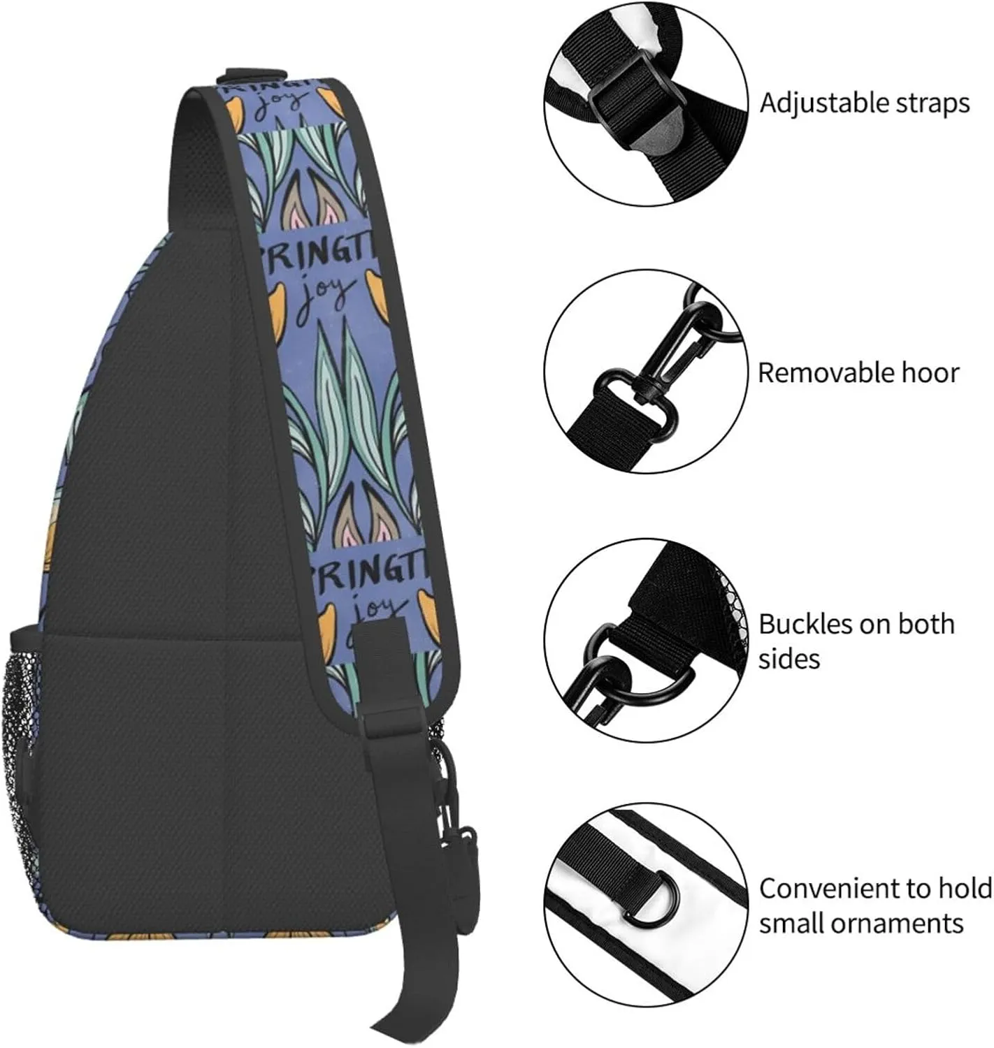 Springtime Joy Tulips Chest Sling Bag Crossbody Shoulder Backpack Bag Gym Cycling Travel Hiking Daypack Cross Bag