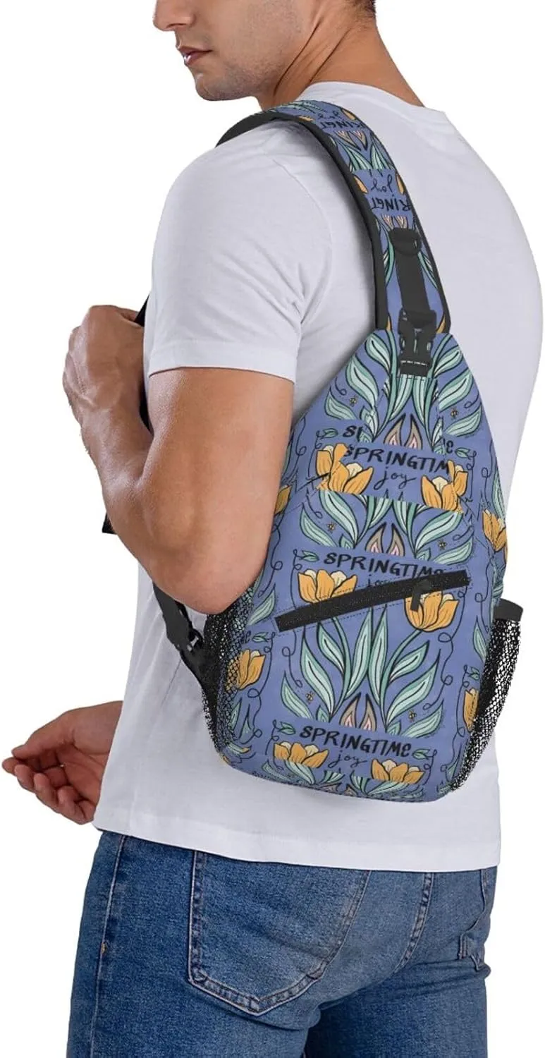Springtime Joy Tulips Chest Sling Bag Crossbody Shoulder Backpack Bag Gym Cycling Travel Hiking Daypack Cross Bag