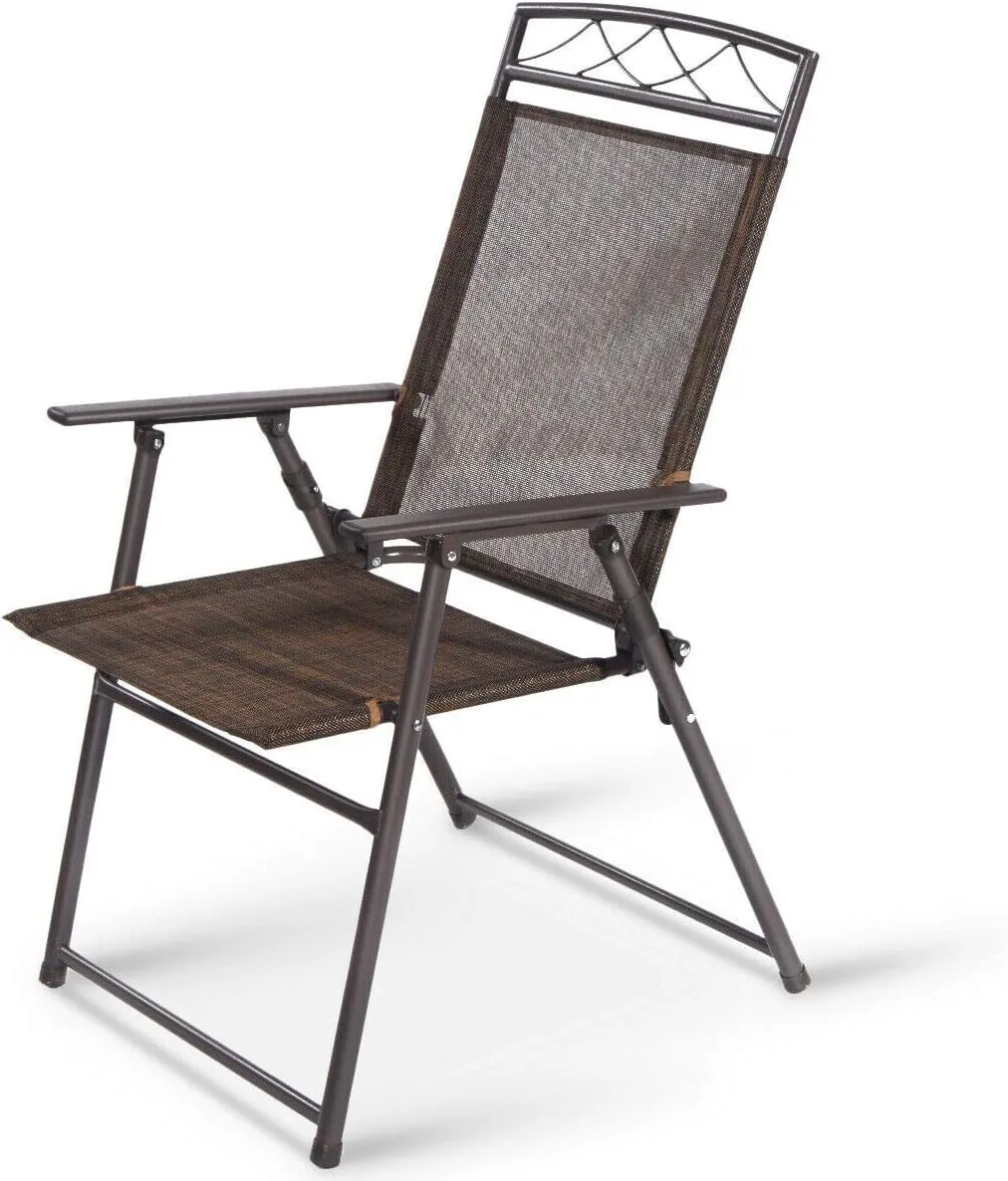 SPSUPE Set of 4 Outdoor Patio Folding Chairs, Steel Camping Chairs, Ideal for Deck, Garden, Pool, Backyard, Coffee