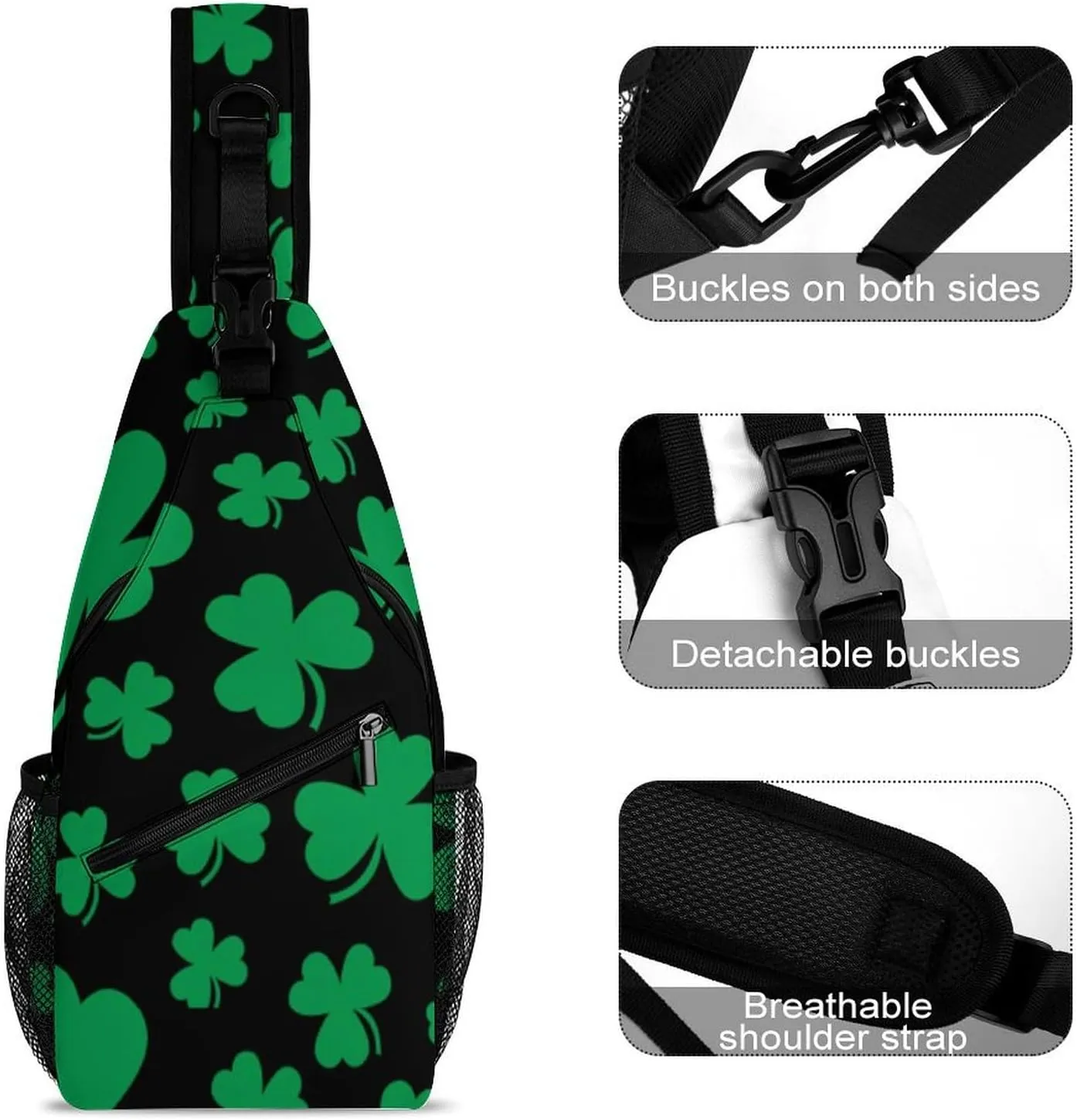 St Patrisks Day Sling Backpack Men Womans Crossbody Backpack Chest Bag Gym Daypack Hiking Bag Small Cross Body Bags Outdoor Backpacks