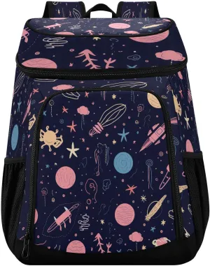 Stars and Comets Cooler Backpack 36 Cans Leakproof Waterproof Backpack Cooler Bag Beach Accessories Travel Camping Fishing Backpack for Women Men