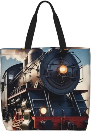 Steam Locomotive Train Print One Shoulder Convenient Bag,Cute Women's One Shoulder Handbag,Suitable for Work and Grocery Shopping