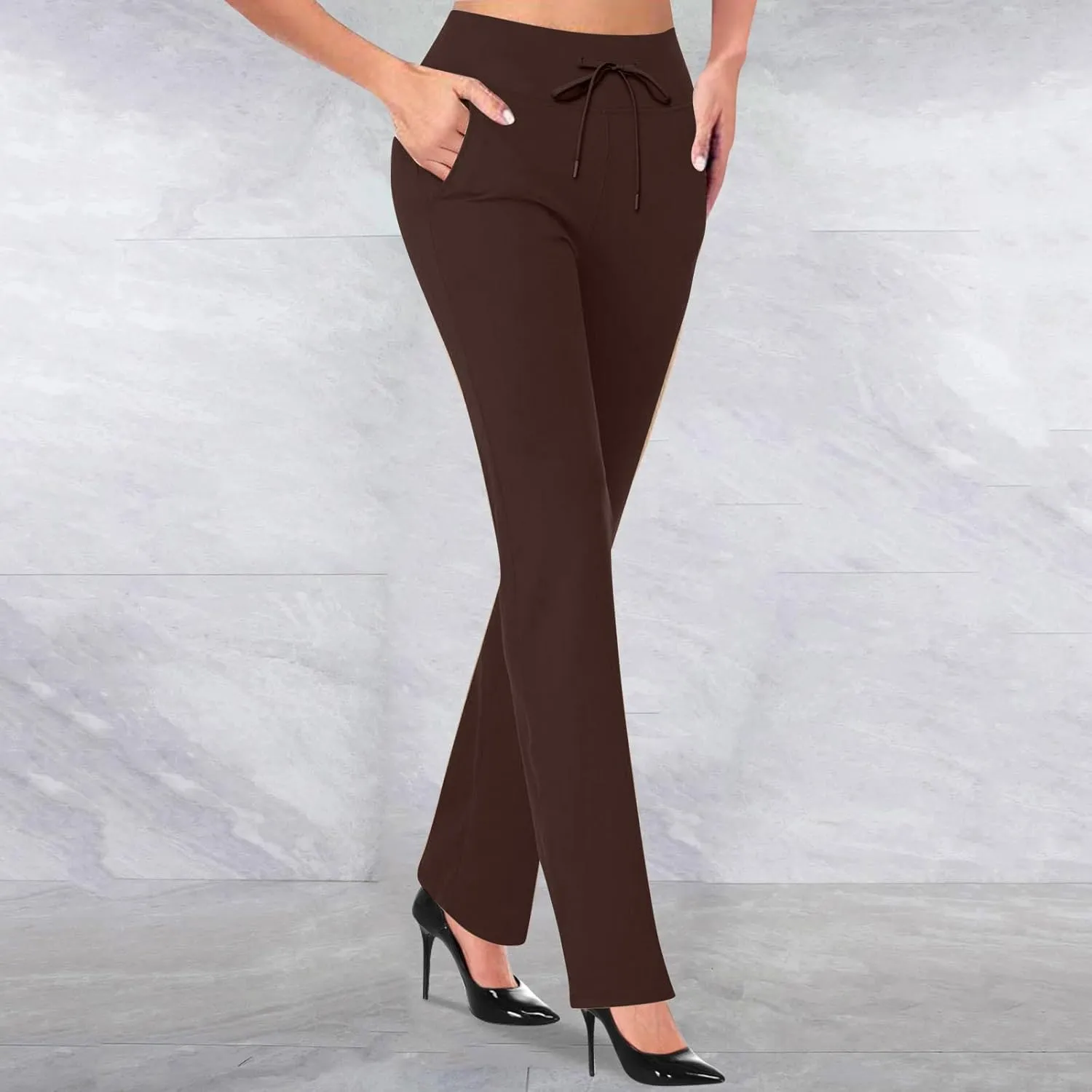 Stretchy Work Pants for Women Comfy Dressy Trouser Style Yoga Dress Pants High Waisted Business Pull On Pants