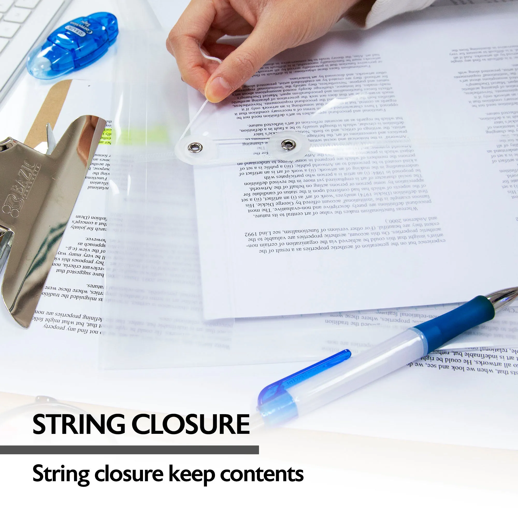 String Envelope Letter Size Clear Top/Side Loading (2/Pack)