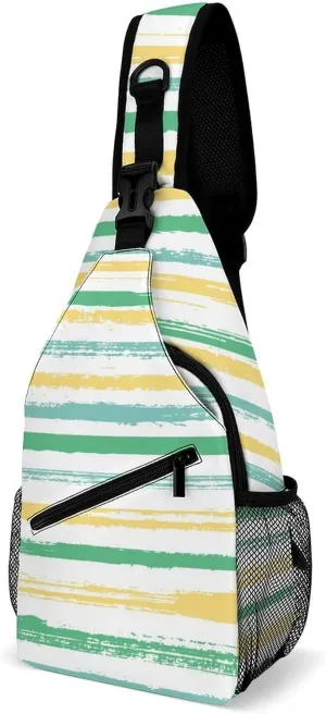 Stripes-watercolor Crossbody Sling Backpack, Shoulder Bag Chest Bag for Travel Sport Running