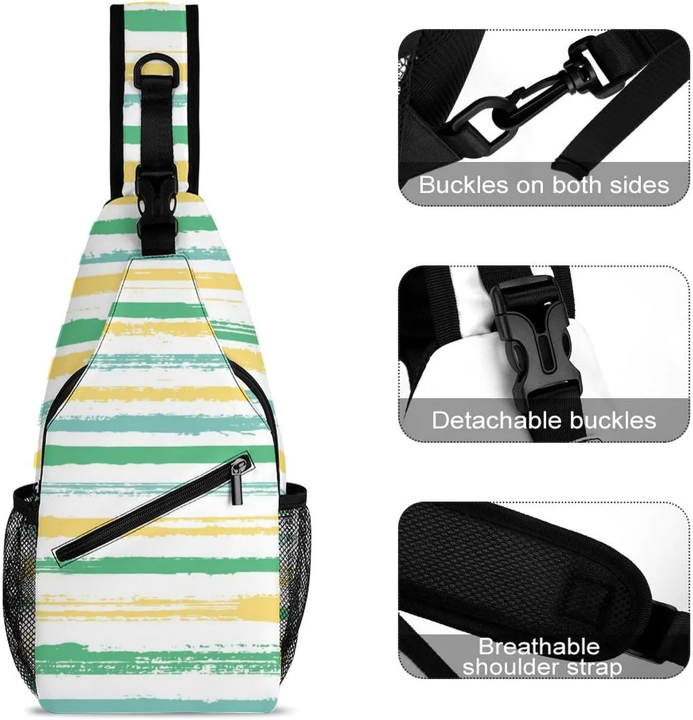 Stripes-watercolor Crossbody Sling Backpack, Shoulder Bag Chest Bag for Travel Sport Running