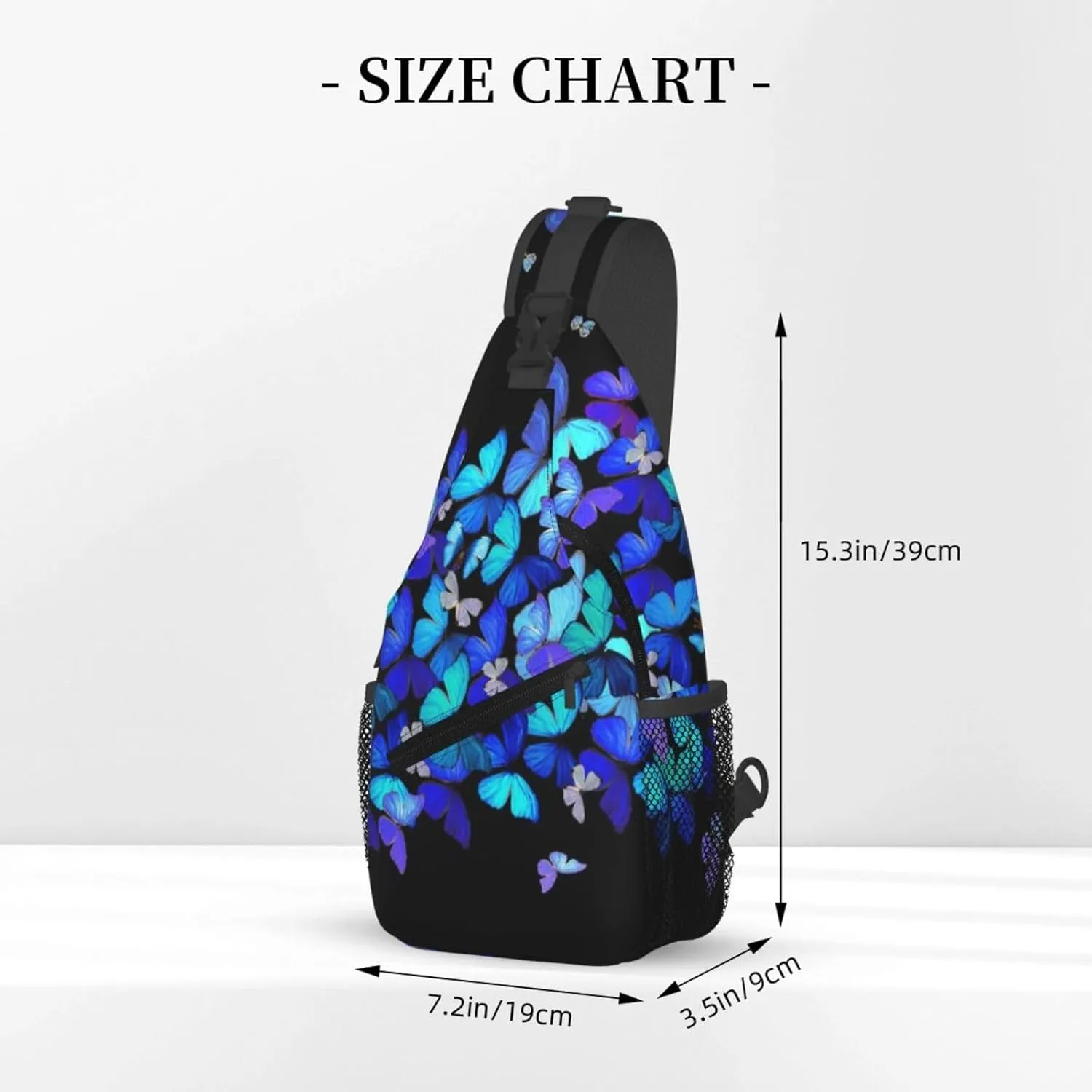 Sturdy Anti Theft Sling Bag for Blue Butterflies Shoulder Chest Bag Multipurpose Cross Body Backpack Lightweight Casual Daypack