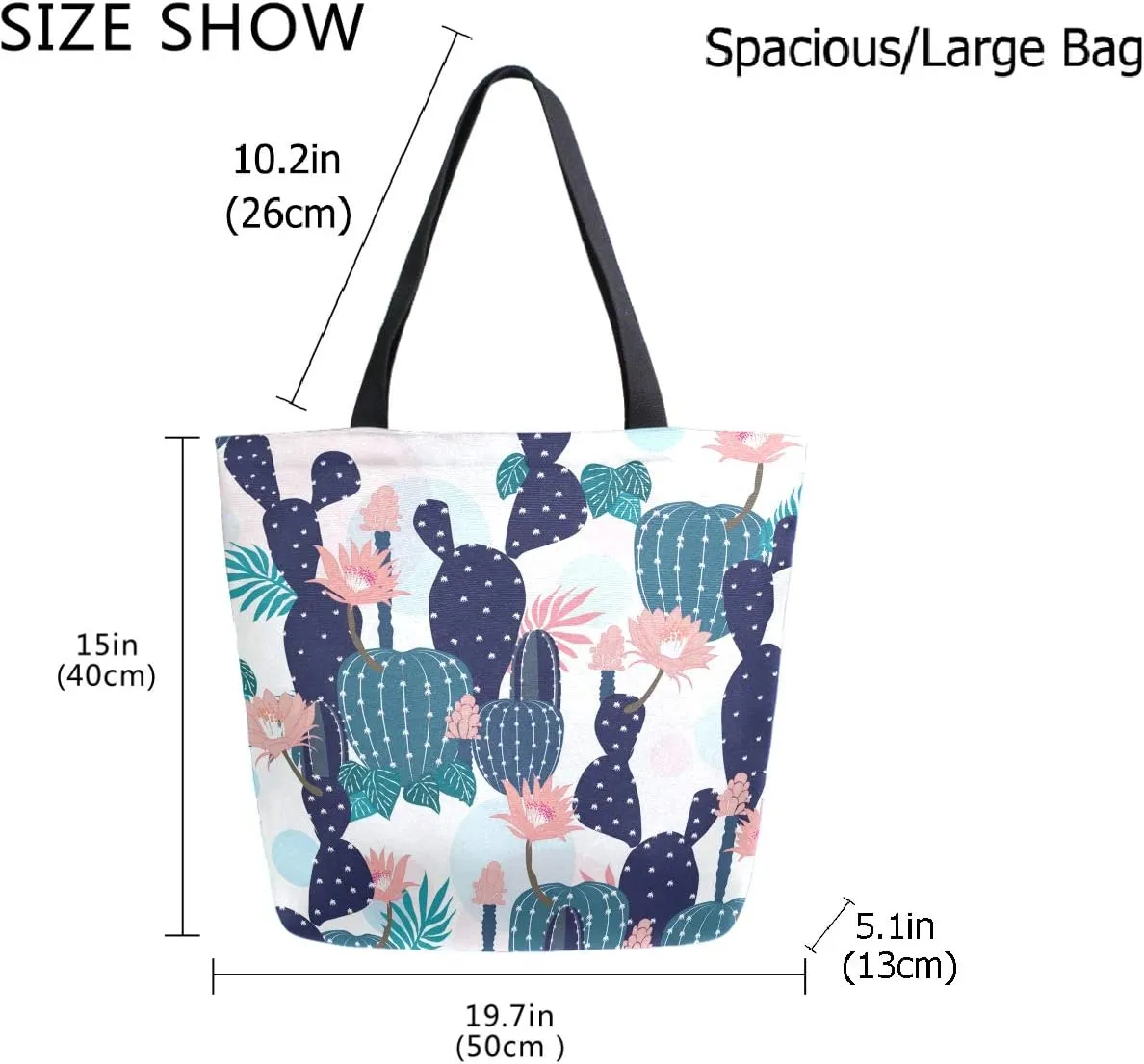 Stylish Cute Pattern Extra Large Shoulder Tote Bag for Beach Travel Weekender Gym Grocery Shopping