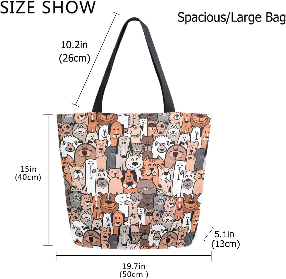 Stylish Funny Pattern Extra Large Shoulder Tote Bag for Beach Travel Weekender Gym Grocery Shopping