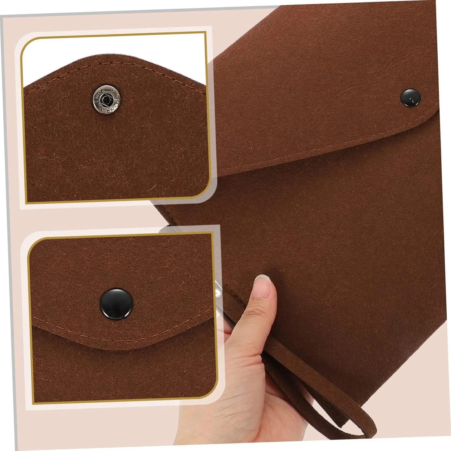 Stylish Snap File Bag Felt Folder Office Document Organizer for School Subjects Business Cards and Travel