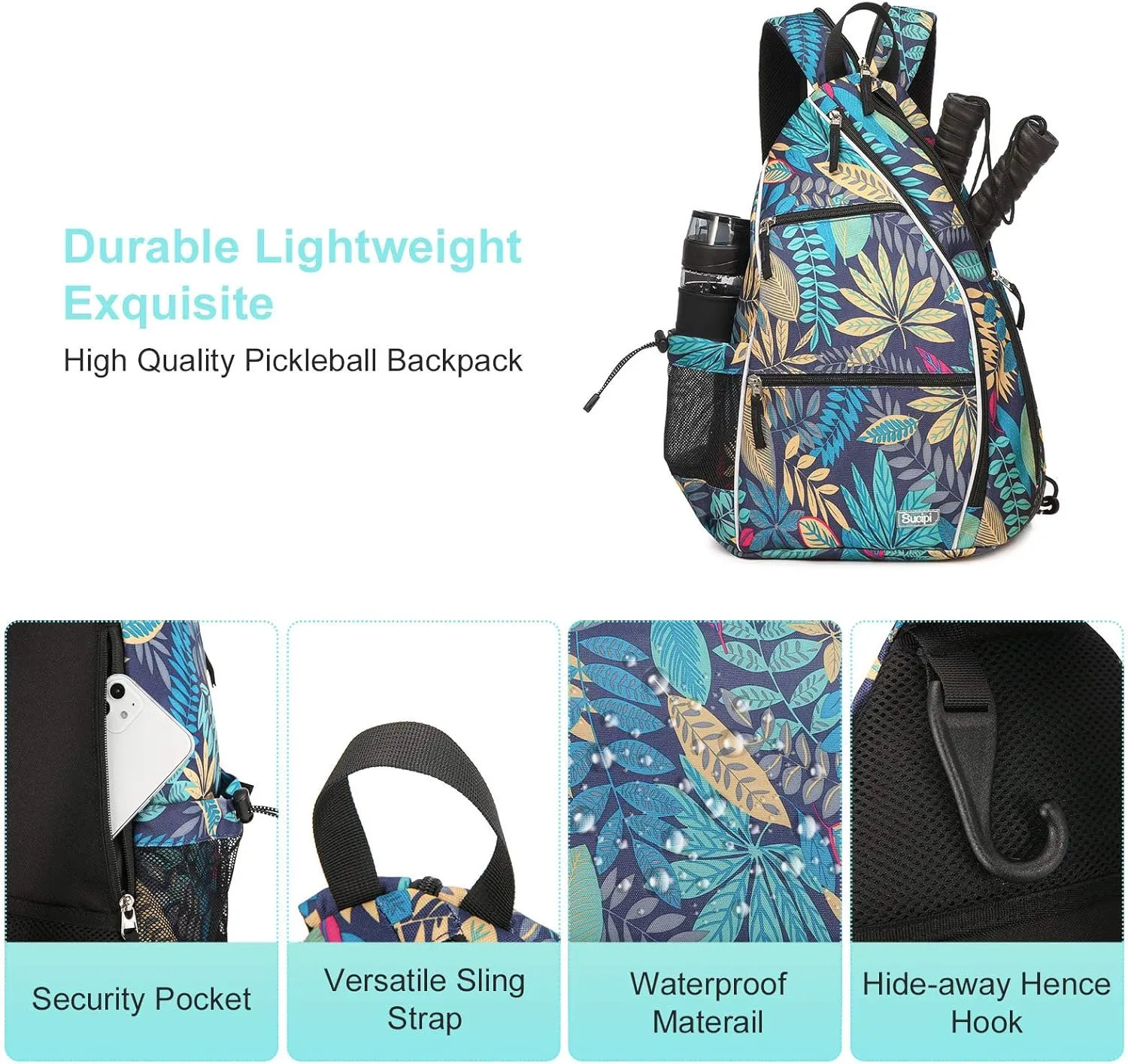 Sucipi Pickleball Bag Pickleball Backpack for Women Men Pickleball Paddle Backpack Reversible Pickleball Paddle Bag Pickleball Rackets Bags for Ladies