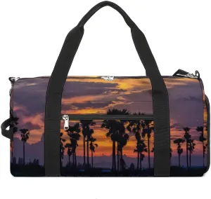 Sugar Palms Trees after Sunset Sports Tote Gym Bag for Women Men, Overnight Bag with Shoe Compartment Water Resistant