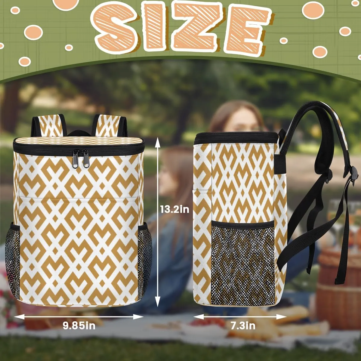 Summer Delicious Lemon Camping Cooler Backpack Insulated Leak Proof Travel Cooler Bag Portable Lightweight Drink Beer Bag Waterproof Ice Chest Backpack for Men Women Beach Picnic Hiking