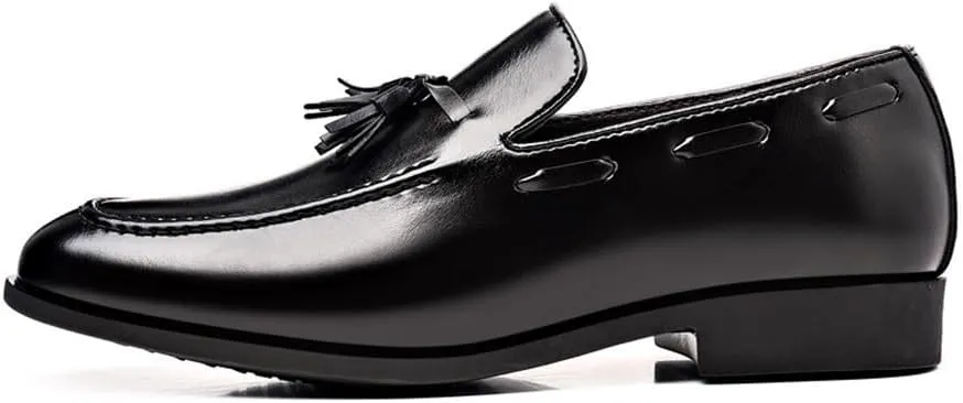 Summer Leather Shoes Large Size Business Casual Shoes Wedding Lace-up Men's Shoes Oxfords(Black,9)