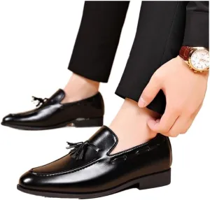 Summer Leather Shoes Large Size Business Casual Shoes Wedding Lace-up Men's Shoes Oxfords(Black,9)