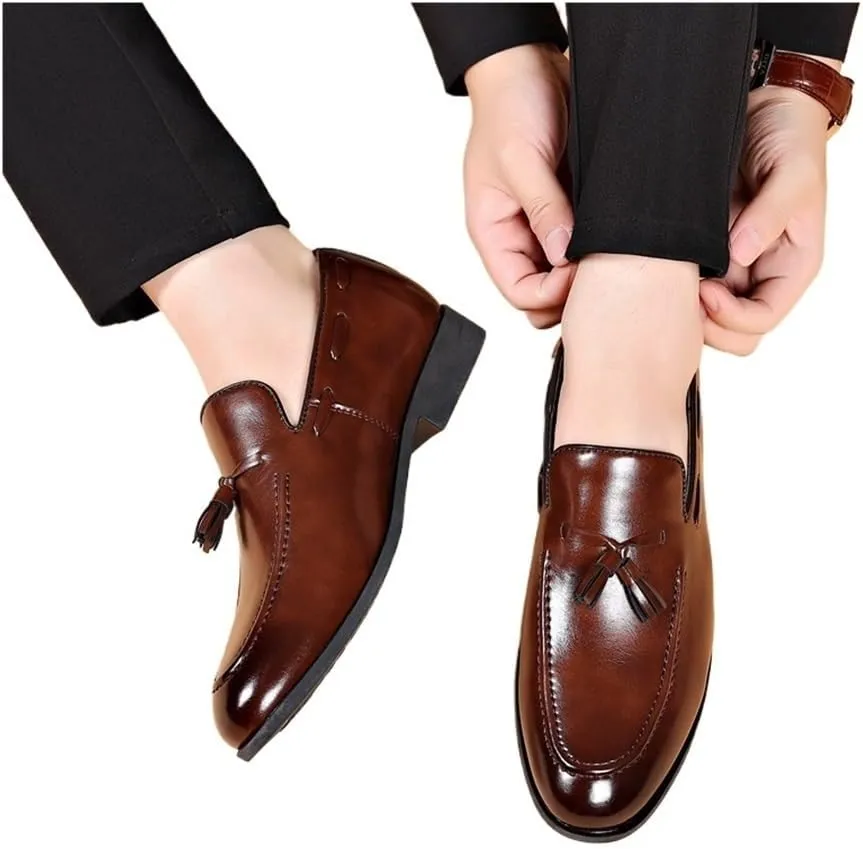 Summer Leather Shoes Large Size Business Casual Shoes Wedding Lace-up Men's Shoes Oxfords(Black,9)
