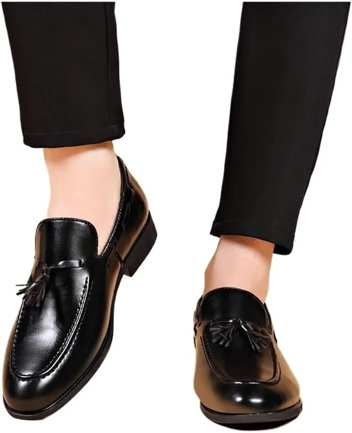 Summer Leather Shoes Large Size Business Casual Shoes Wedding Lace-up Men's Shoes Oxfords(Black,9)