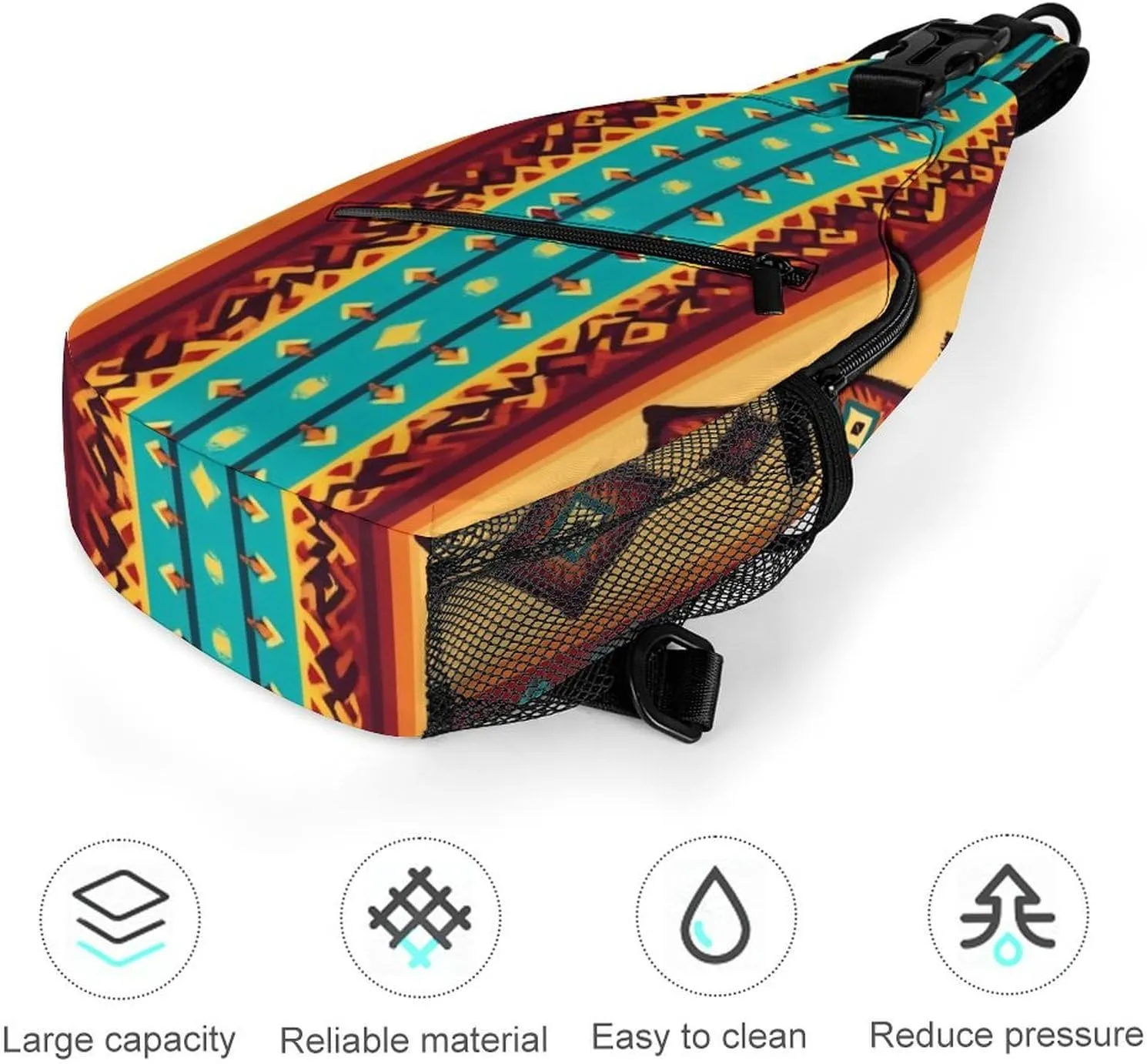 Supdreamc Sling Bag Backpack for Men Women Multipurpose Anti-Theft Satchel Bookbags Travel Rucksack Daypack Bookbag, Indiana Western Southwest Ethnic Tribal Navajo Shoulder Crossbody Bag Chest Pack