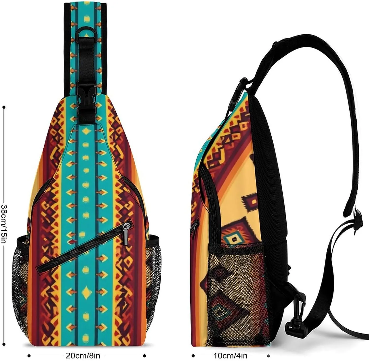 Supdreamc Sling Bag Backpack for Men Women Multipurpose Anti-Theft Satchel Bookbags Travel Rucksack Daypack Bookbag, Indiana Western Southwest Ethnic Tribal Navajo Shoulder Crossbody Bag Chest Pack
