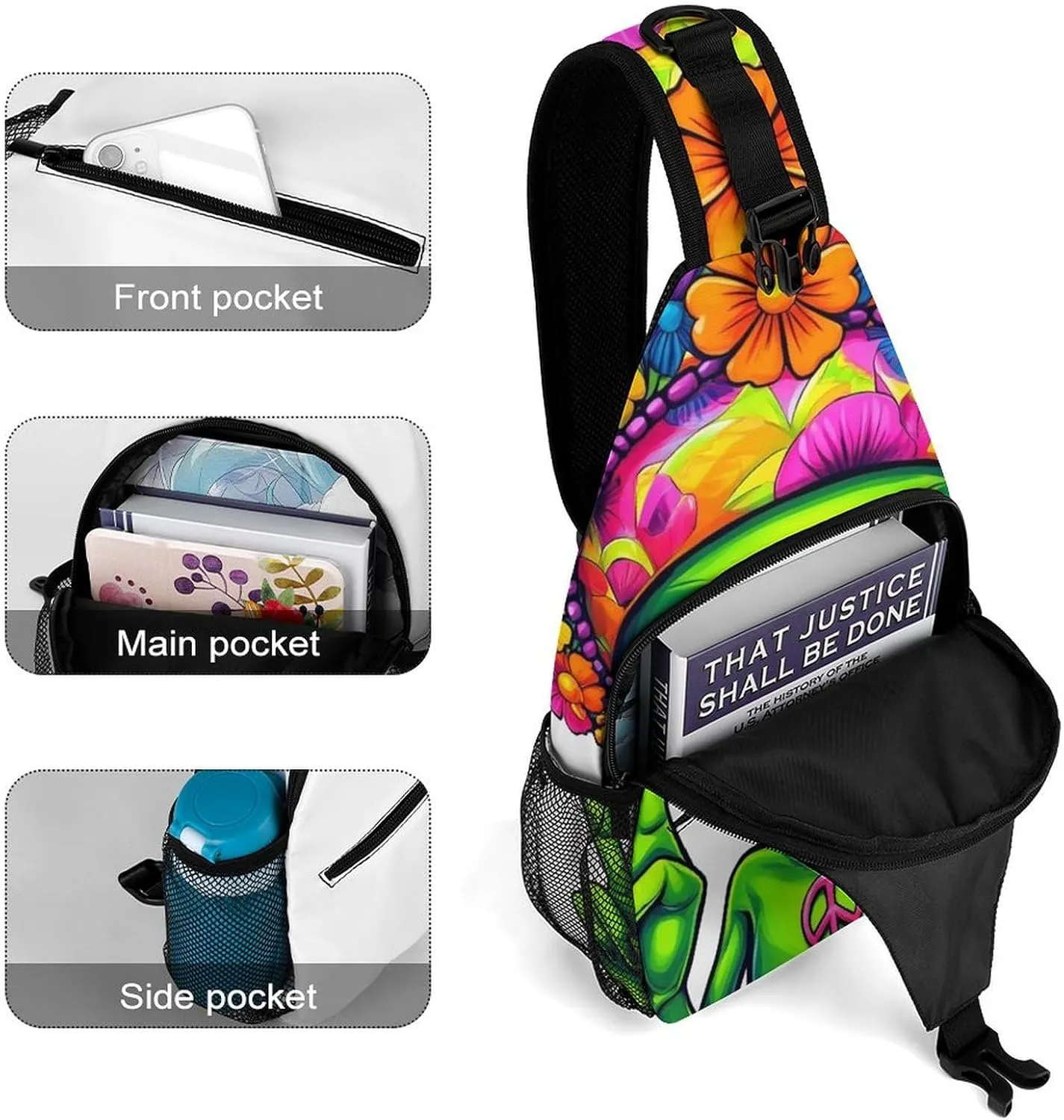 Supdreamc Sling Shoulder Backpack for Men Women Multipurpose Anti-Theft Gym Bags Sack Daypack Outdoor Backpack Carry On Bag, Funny Alien Peace Marijuanaweed Art Shoulder Crossbody Bag Chest Pack