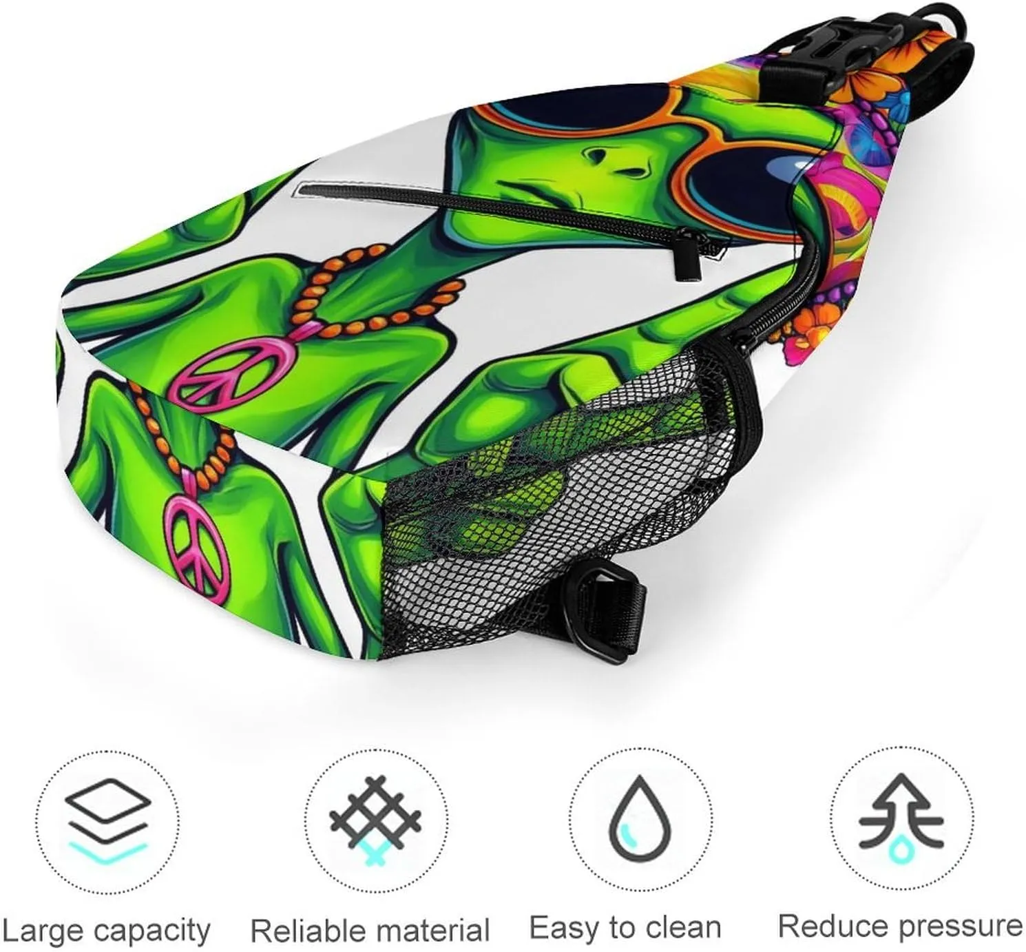 Supdreamc Sling Shoulder Backpack for Men Women Multipurpose Anti-Theft Gym Bags Sack Daypack Outdoor Backpack Carry On Bag, Funny Alien Peace Marijuanaweed Art Shoulder Crossbody Bag Chest Pack