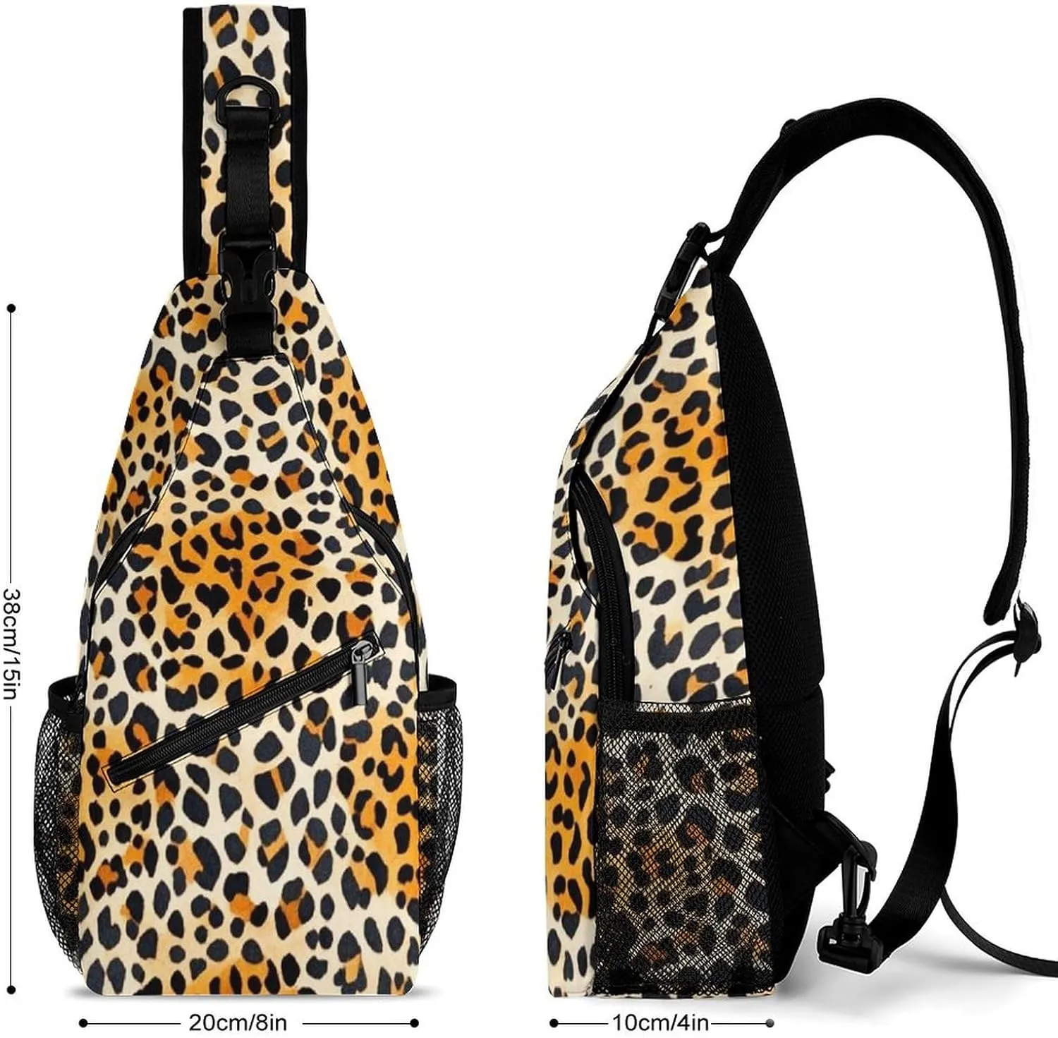 Supdreamc Sling Shoulder Backpack for Women Men Multipurpose Anti-Theft Casual Carrying Tote Case Crossbody Travel Bag Tactical Satchel, Wild Animal Cheetah Leopard Art Rucksack