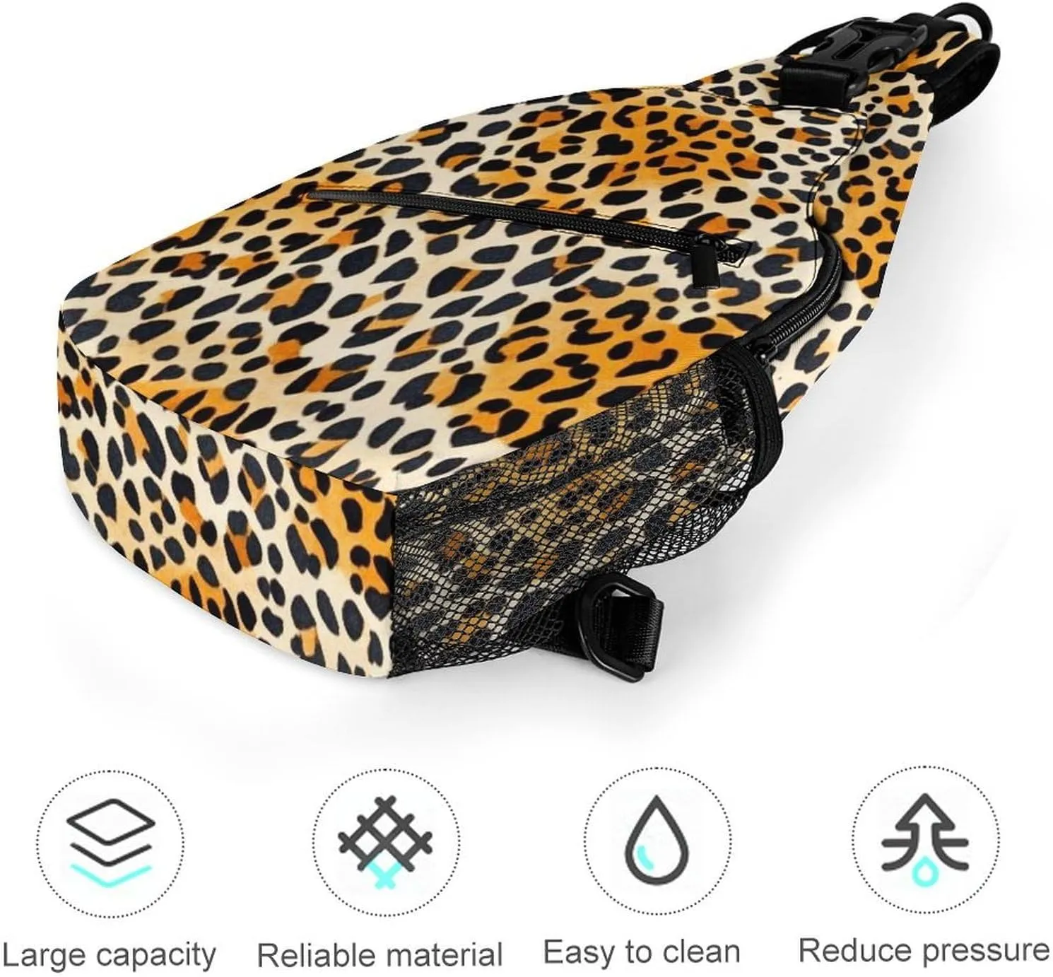 Supdreamc Sling Shoulder Backpack for Women Men Multipurpose Anti-Theft Casual Carrying Tote Case Crossbody Travel Bag Tactical Satchel, Wild Animal Cheetah Leopard Art Rucksack