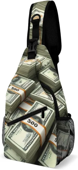 Supdreamc Ultra Lightweight Sling Shoulder Backpack Chest Pack Crossbody Bags Multipurpose Anti-Theft Bag for Work Picnic Hiking Camping Beach Trip, Money American Bill Dollar